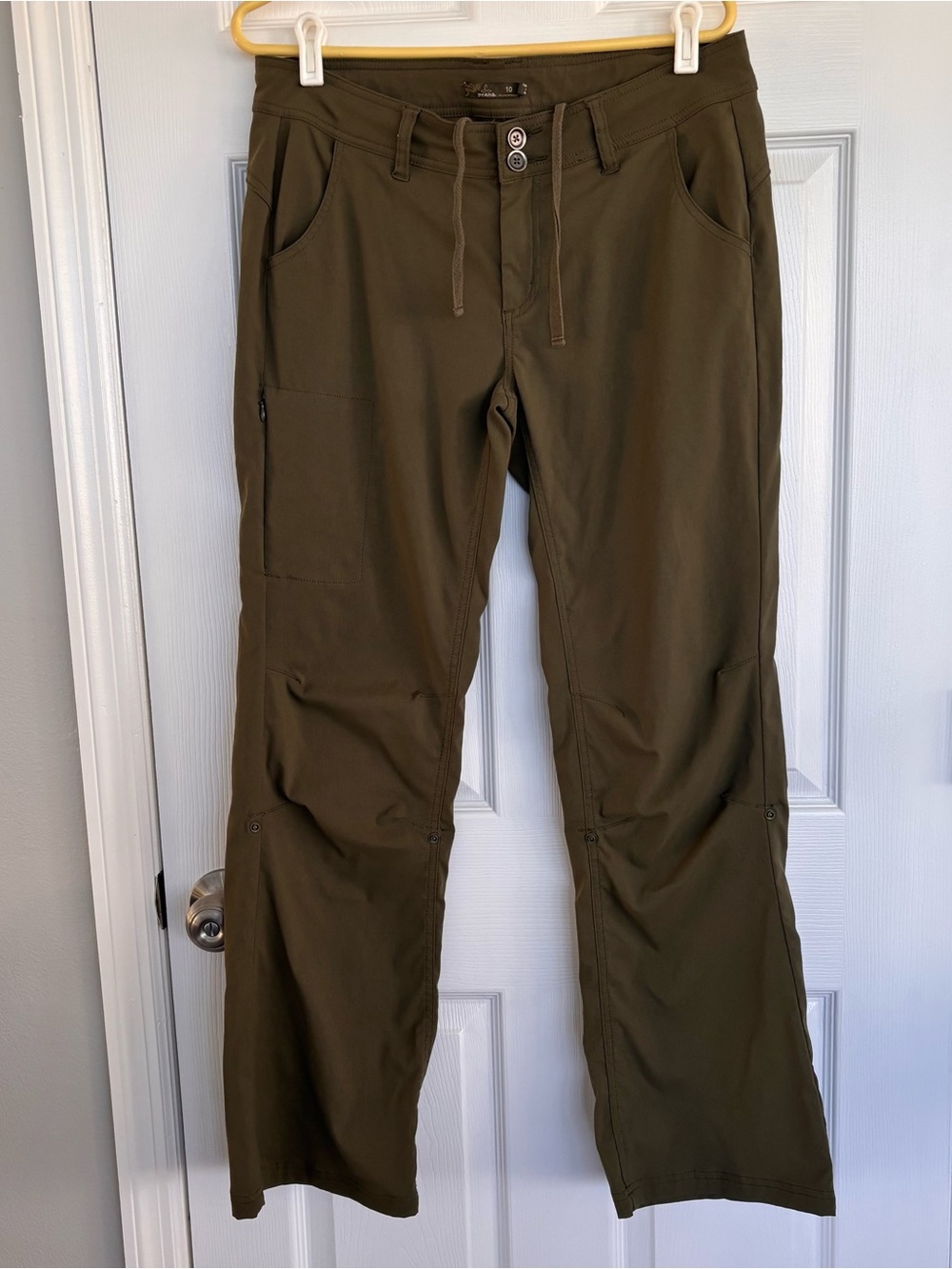 PrAna Halle Womens Size 10 Olive Nylon Stretch Roll Up Hiking Climbing Pants